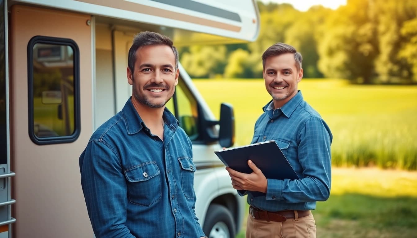 Wohnmobil Gutachten durch einen fachkundigen Gutachter in der Natur.