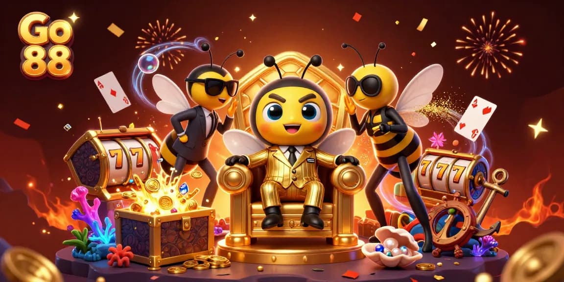 Engage with Go 88's exciting slots and jackpot games in a vibrant casino scene filled with energy.