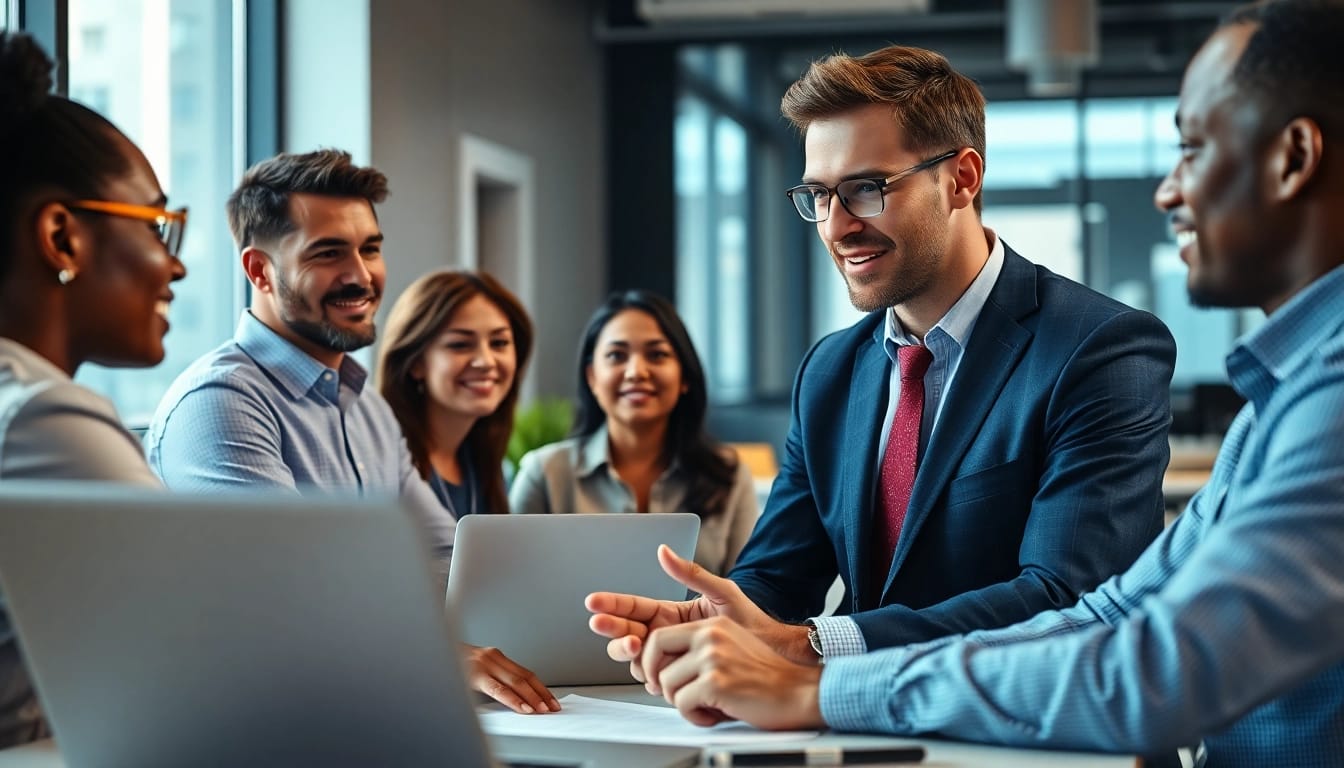 Headhunter Ingenieure interacting with candidates in a modern office environment.