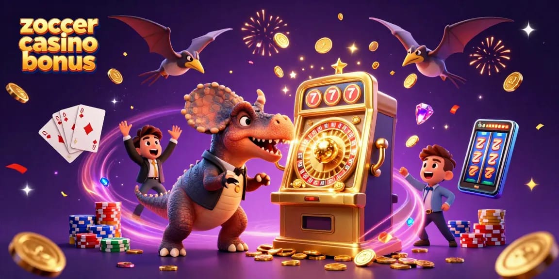 Experience the excitement of zoccer casino bonus with dynamic characters and colorful casino elements in action.