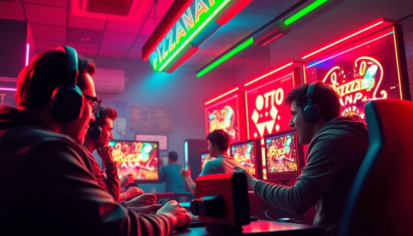 Pizzanap gaming scene highlighting competitive players and dynamic setup.