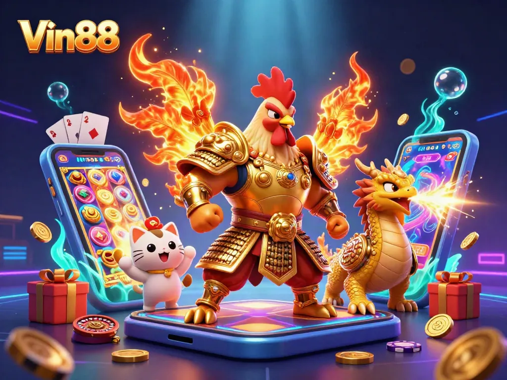 Experience thrilling wins at Vin88 with an exciting casino scene featuring vibrant gambling elements.