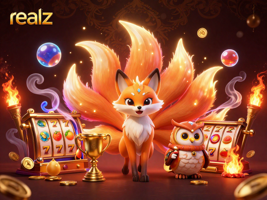 Erleben Sie die aufregende Spielatmosphäre von realz mit bunten Casino-Elementen und Charakteren.