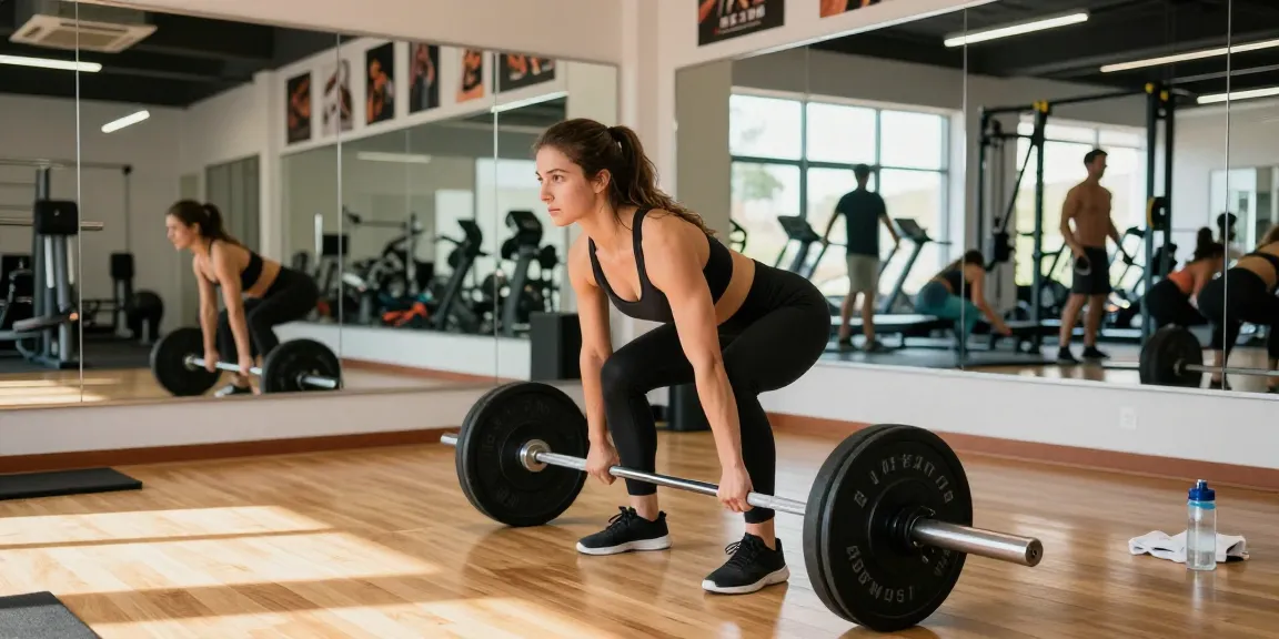 Anabolika Shop Deutschland: Sportliche Frau beim Deadlift in modernem Fitnessstudio