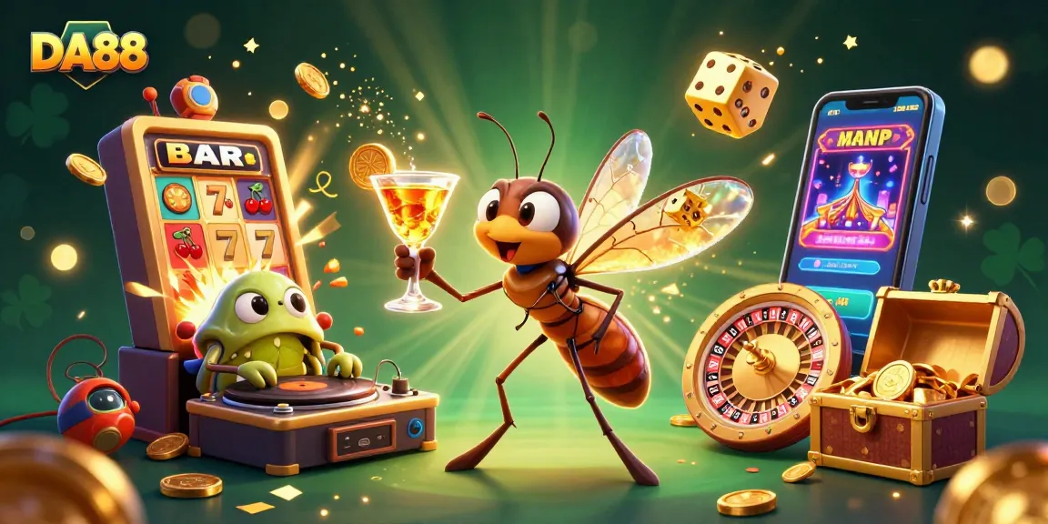 Experience DA88's vibrant casino with a lively mosquito mascot and thrilling game dynamics.